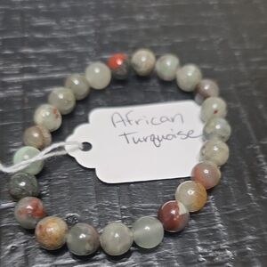 African Turquoise Beaded Stretch Bracelet - Multicolor